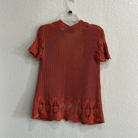 Axcess Rust Knit Cardigan Sweater Short Sleeve size Medium Short Sleeve - Picture 8 of 9